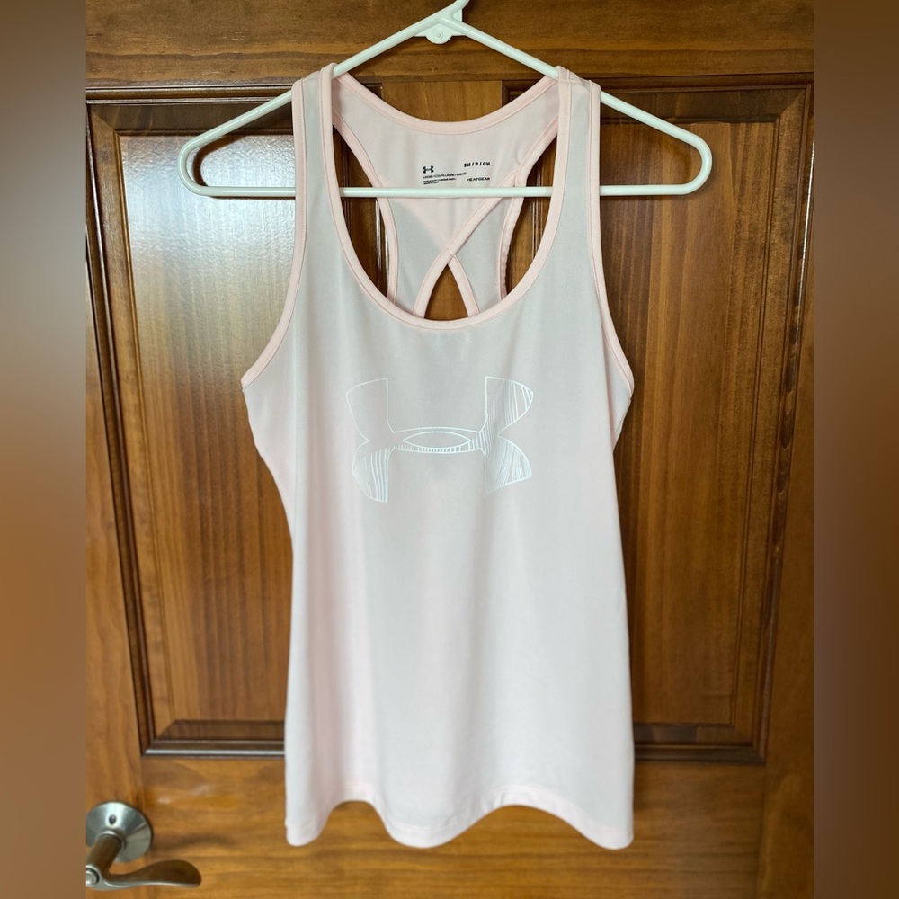 Under Armour Light Pink Loose Fit Racerback Tank Top Size Small